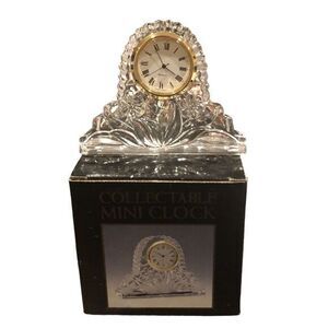 VINTAGE Collectable‎ Mini Clock Quartz Clock 24% Lead Crystal